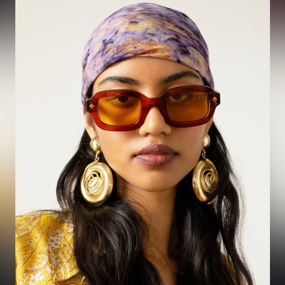 Poppy Lissiman Raphael Burgundy Red Sunglasses Yellow Tinted - Picture 2 of 9